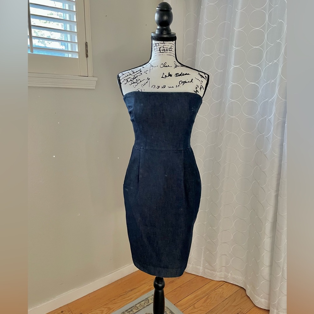 Navy Blue Strapless Express Dress